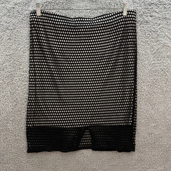 SJS Women's 1X Pencil Skirt Black‎ Mesh Gray Lining Evening Night Out - Picture 1 of 8